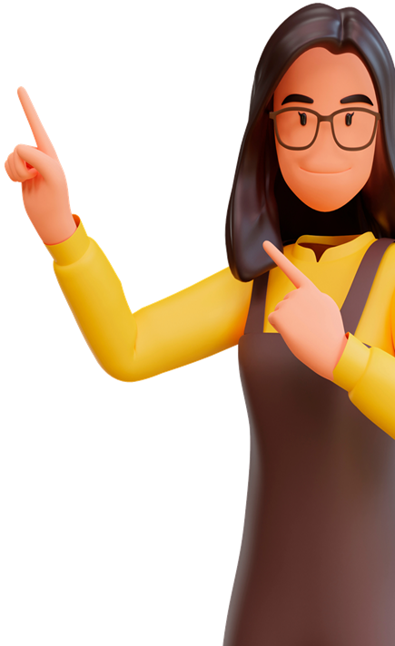 Woman points to the left