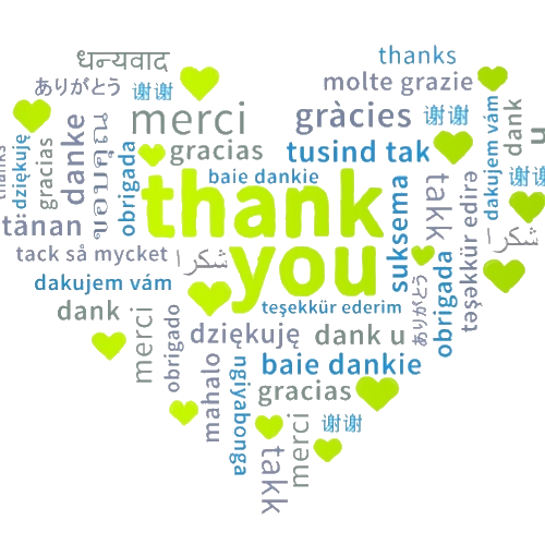 heart with thank you in many languages